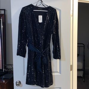 Eloquii Belted Sequin Lace Dress